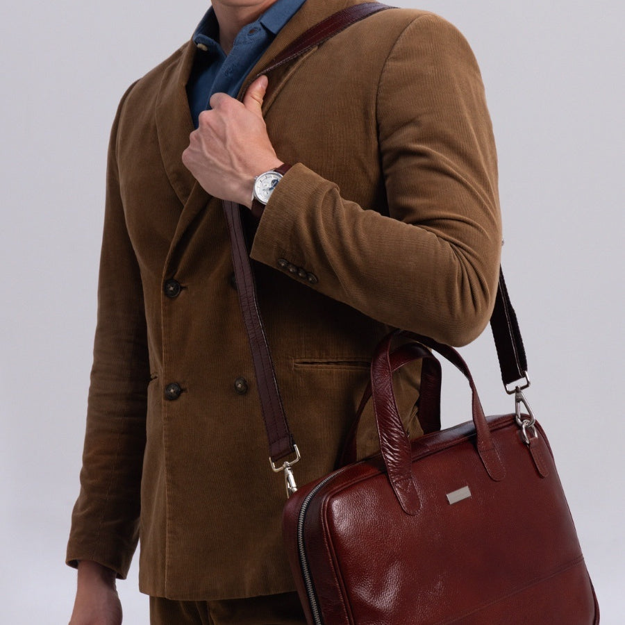 Unisex Briefcase in Burgundy