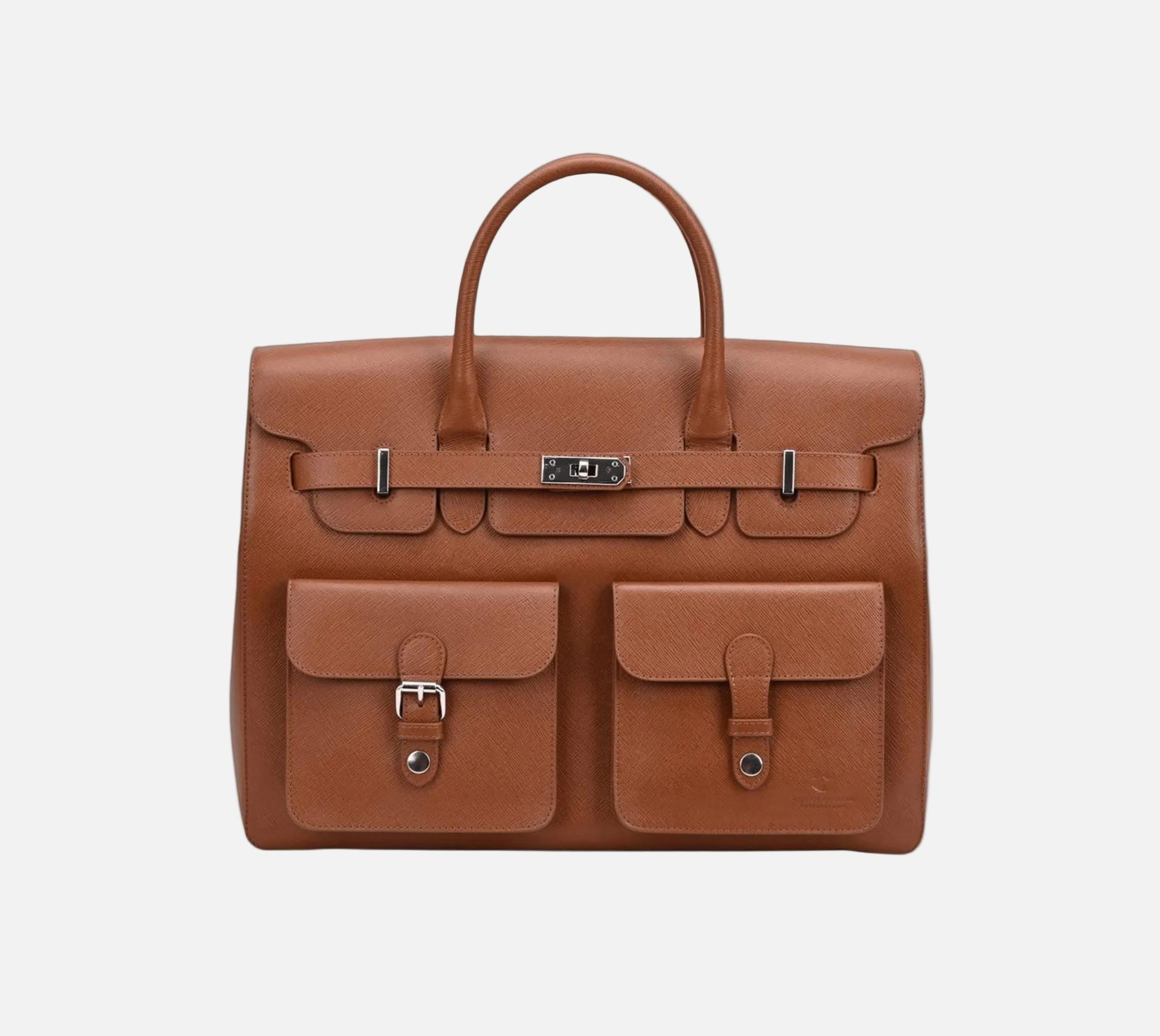 The Alvoro Cow Saffiano Unisex Bag Cognac - Indian Cobbler Switzerland