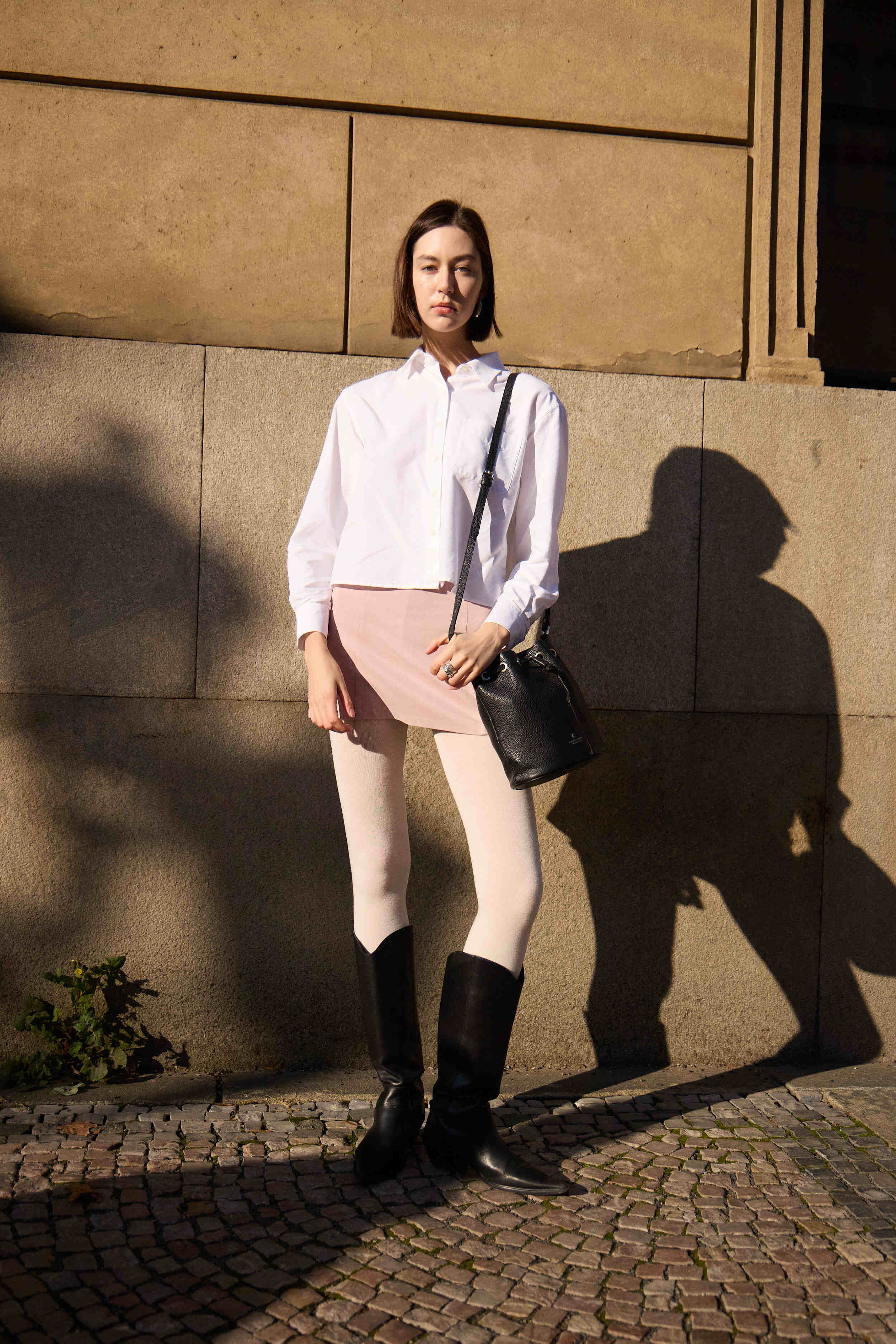 Schwarze Leder Bucket Bag für Alltag und Freizeit