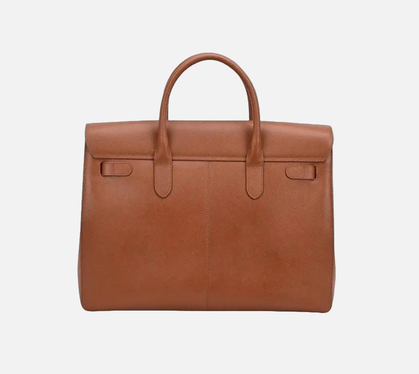 The Alvoro Cow Saffiano Unisex Bag Cognac - Indian Cobbler Switzerland