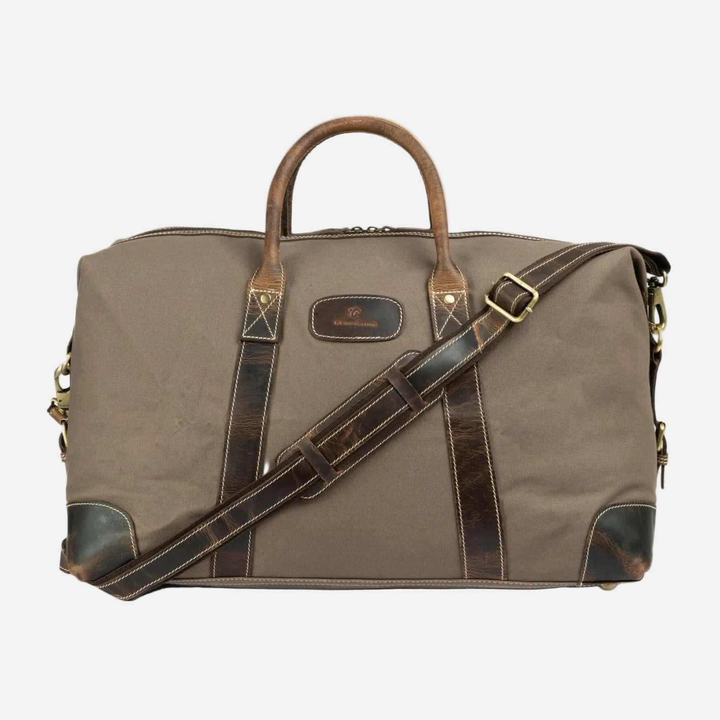 Brauner Leder Weekender mit verstellbarem Volumen für Reisen und Alltag
